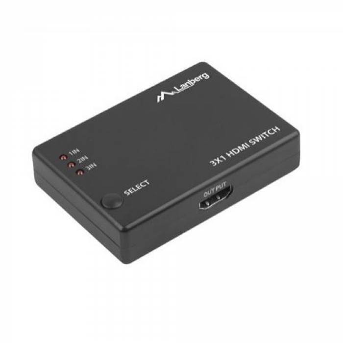 Switch KVM Lanberg SWV-HDMI-0003, 3x HDMI