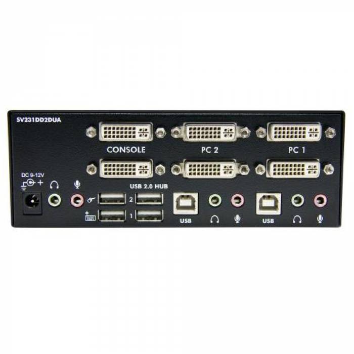 Switch KVM Startech SV231DD2DUA, 2x Dual DVI-I, Black
