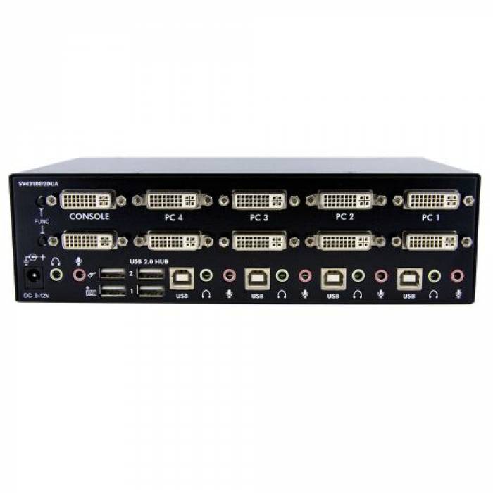 Switch KVM Startech SV431DD2DUA, 4x Dual DVI-I, Black