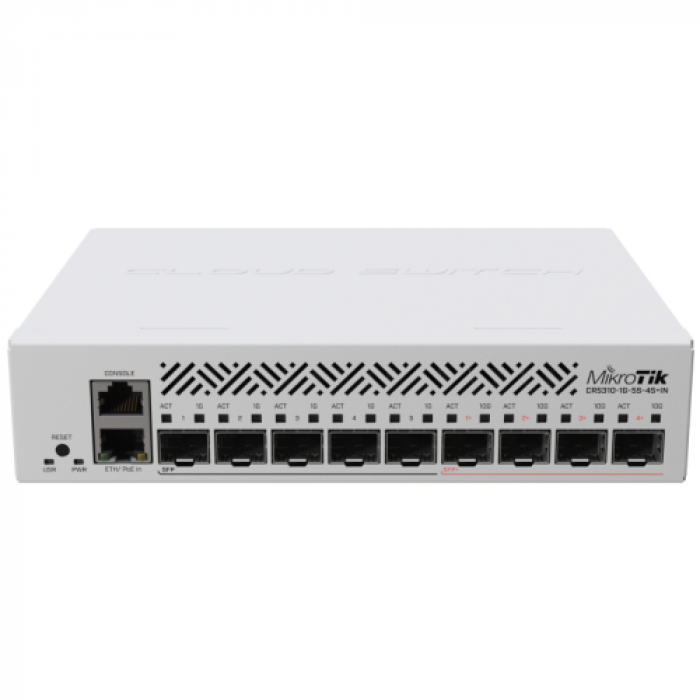 Switch MikroTik CRS310-1G-5S-4S+IN, 9 porturi, PoE