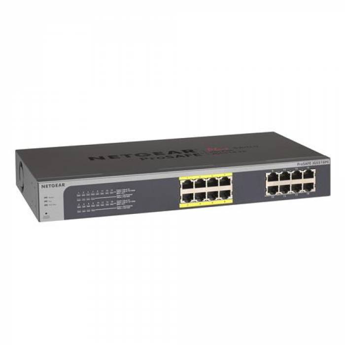 Switch Netgear ProSafe Plus JGS516PE, 16 Porturi, PoE Switch Netgear ProSafe Plus JGS516PE, 16 Porturi, PoE