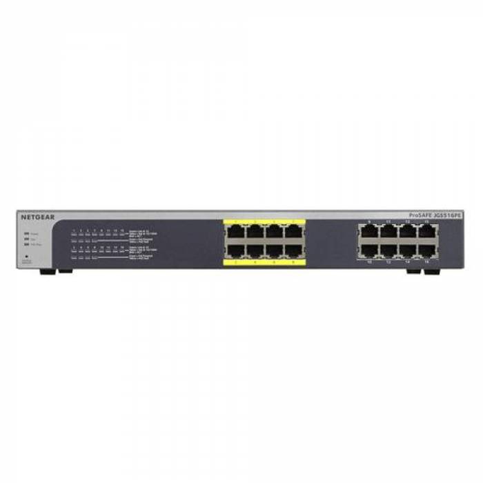 Switch Netgear ProSafe Plus JGS516PE, 16 Porturi, PoE Switch Netgear ProSafe Plus JGS516PE, 16 Porturi, PoE
