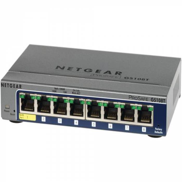 Switch Netgear ProSafe Smart GS108T v2, 8 Porturi