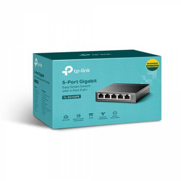 Switch TP-Link TL-SG105PE, 5 porturi, PoE+