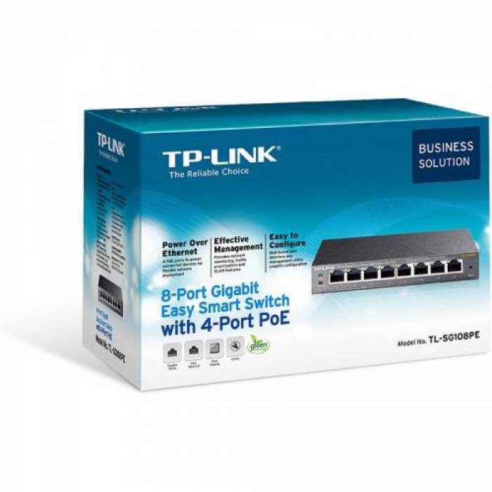 Switch TP-LINK TL-SG108PE, 8 porturi, PoE