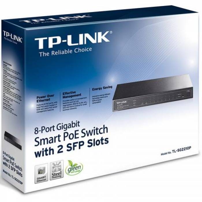 Switch TP-LINK TL-SG2210P, 8 porturi, PoE