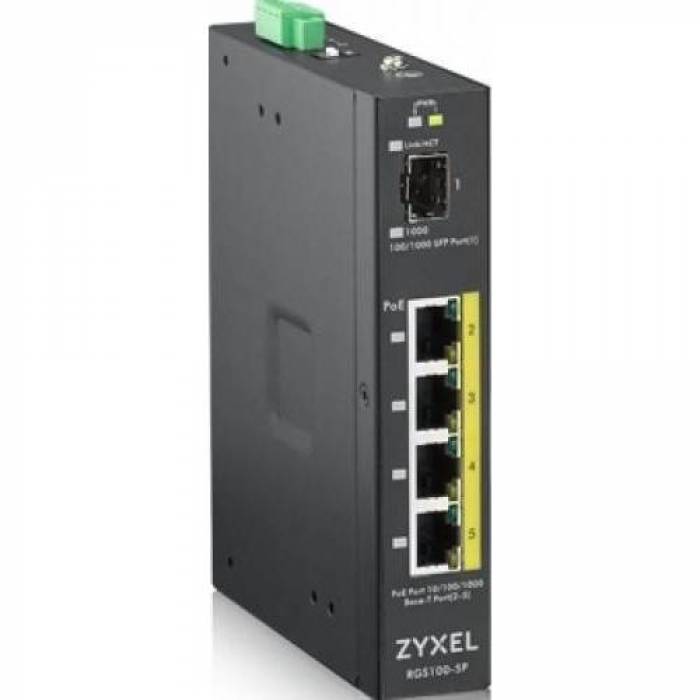 Switch Zyxel RGS100-5P Industrial, 4 porturi, POE