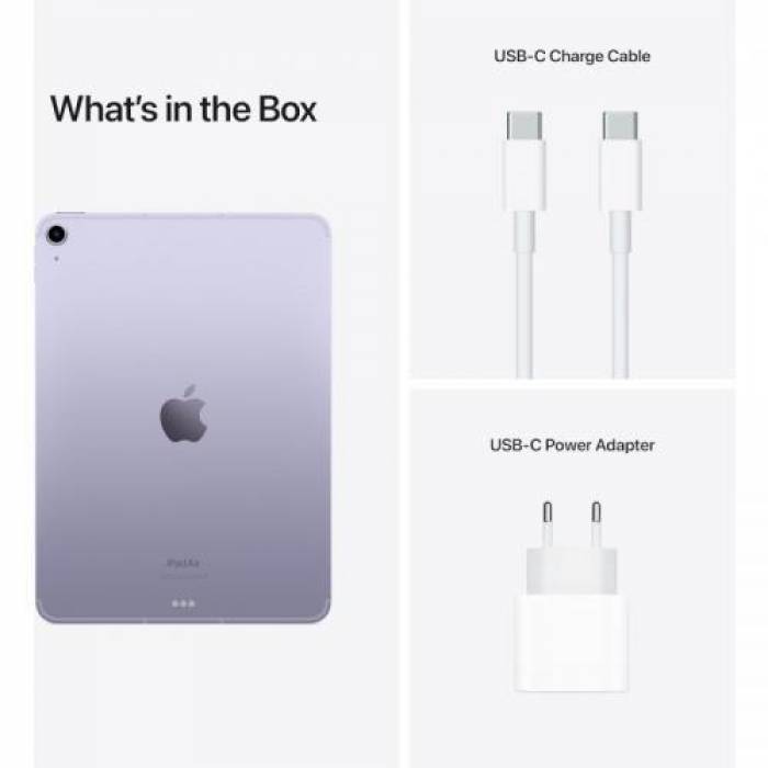 Tableta Apple iPad Air 5 (2022), Apple M1, 10.9inch, 256GB, Wi-fi, Bt, 5G, iPadOS 15.3, Purple