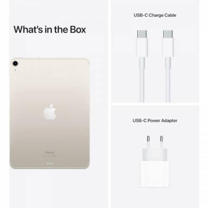 Tableta Apple iPad Air 5 (2022), Apple M1, 10.9inch, 64GB, Wi-fi, Bt, 5G, iPadOS 15.3, Starlight