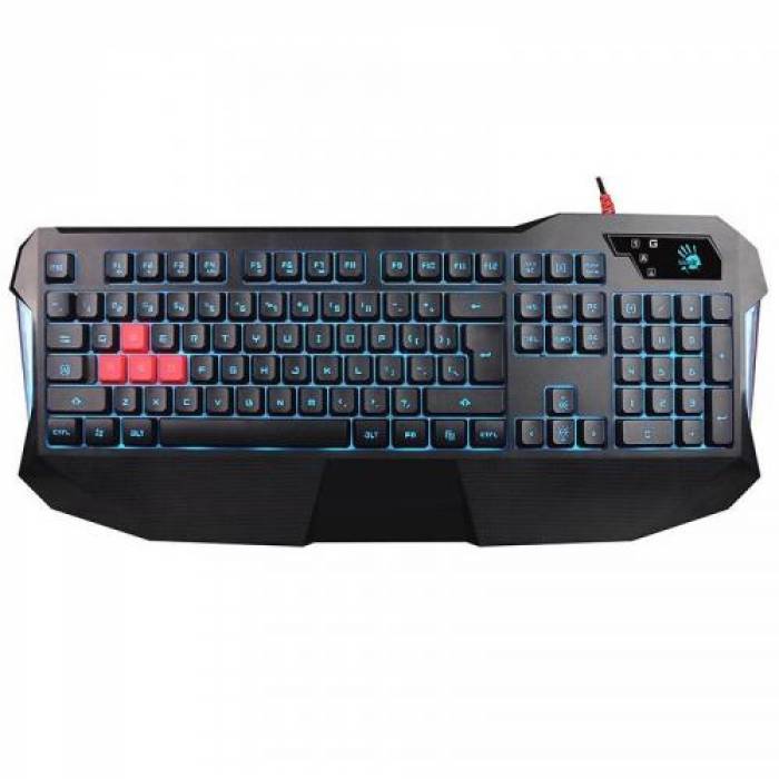 Tastatura A4Tech Bloody B130, Blue LED, USB, Black