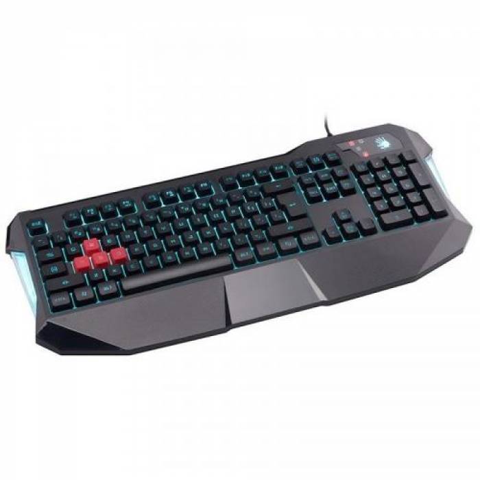 Tastatura A4Tech Bloody B130, Blue LED, USB, Black