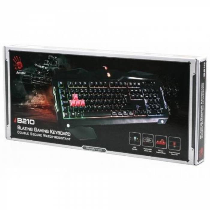 Tastatura A4Tech Bloody B210, RGB LED, USB, Black