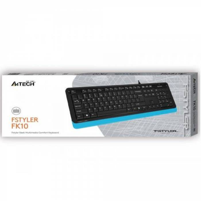 Tastatura A4Tech FStyler FK10, USB, Black-Blue