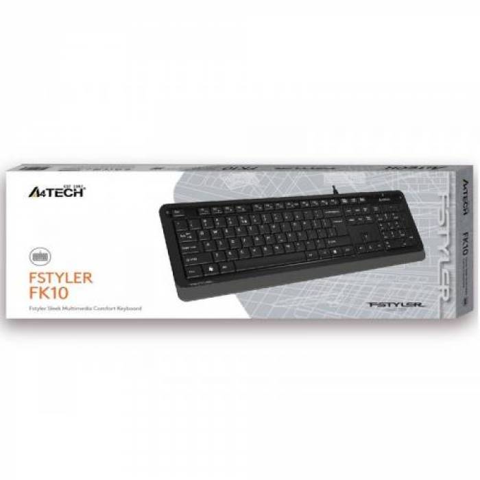 Tastatura A4Tech FStyler FK10, USB, Black-Grey