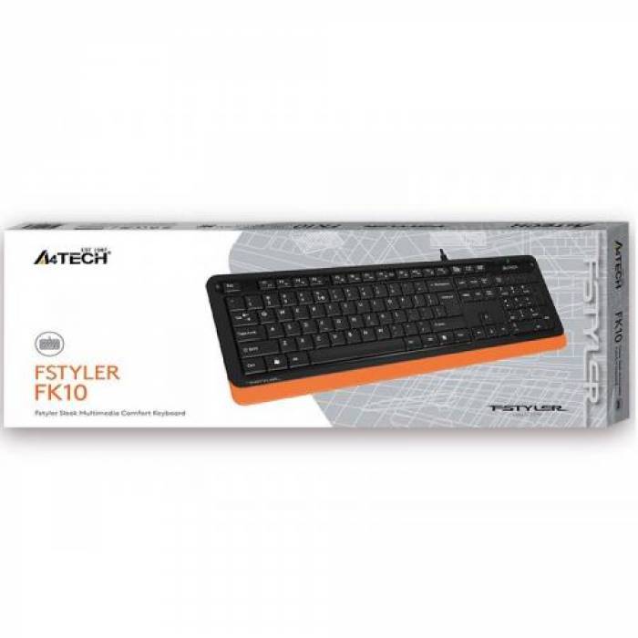 Tastatura A4Tech FStyler FK10, USB, Black-Orange
