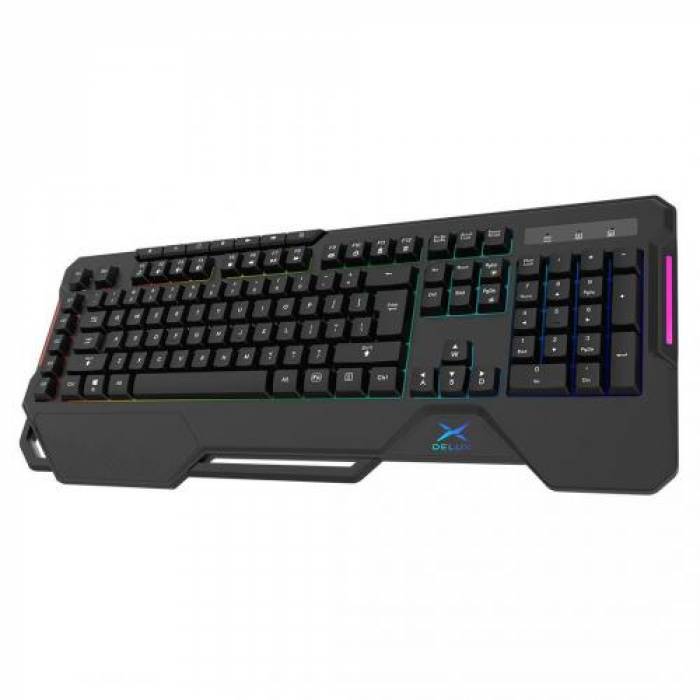 Tastatura Delux K9600, RGB LED, USB, Black