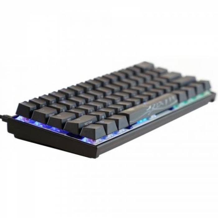 Tastatura Ducky Mecha Mini Cherry MX Silent Red Mecanica, RGB LED, USB, Black