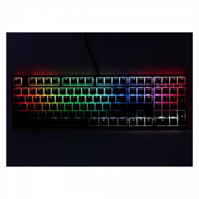 Tastatura Ducky One 2 Cherry MX Blue Mecanica, RGB LED, USB, Black-White