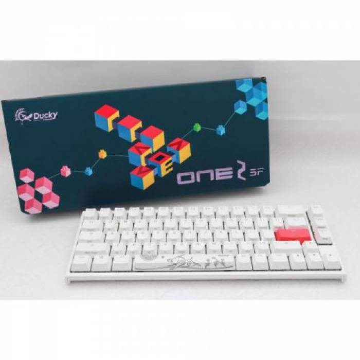 Tastatura Ducky One 2 SF Cherry MX Red Mecanica, RGB LED, USB, Pure White
