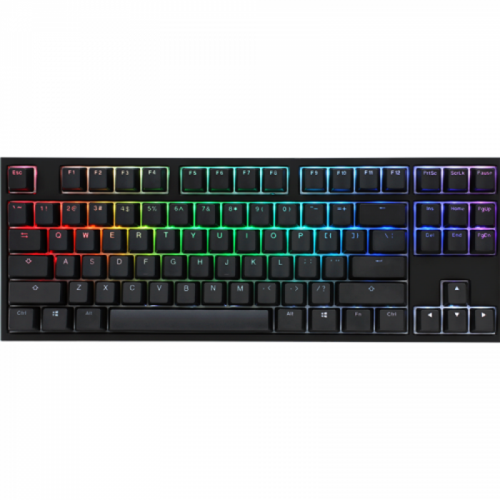Tastatura Ducky One 2 TKL Cherry MX Blue Mecanica, RGB LED, USB, Black-White