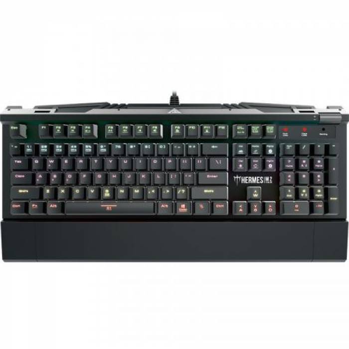 Tastatura Gamdias Hermes M2 Optical Blue Mecanica, RGB LED, USB, Black-Silver