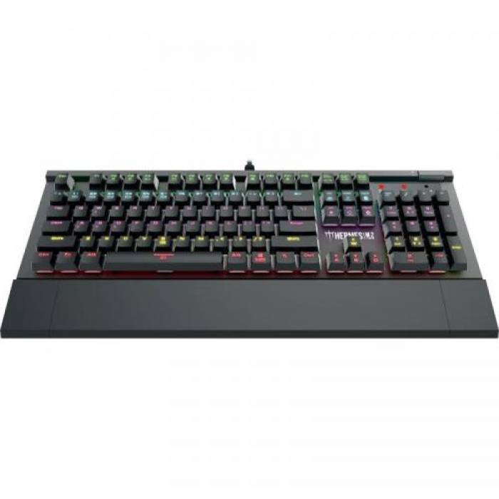 Tastatura Gamdias Hermes M2 Optical Blue Mecanica, RGB LED, USB, Black-Silver