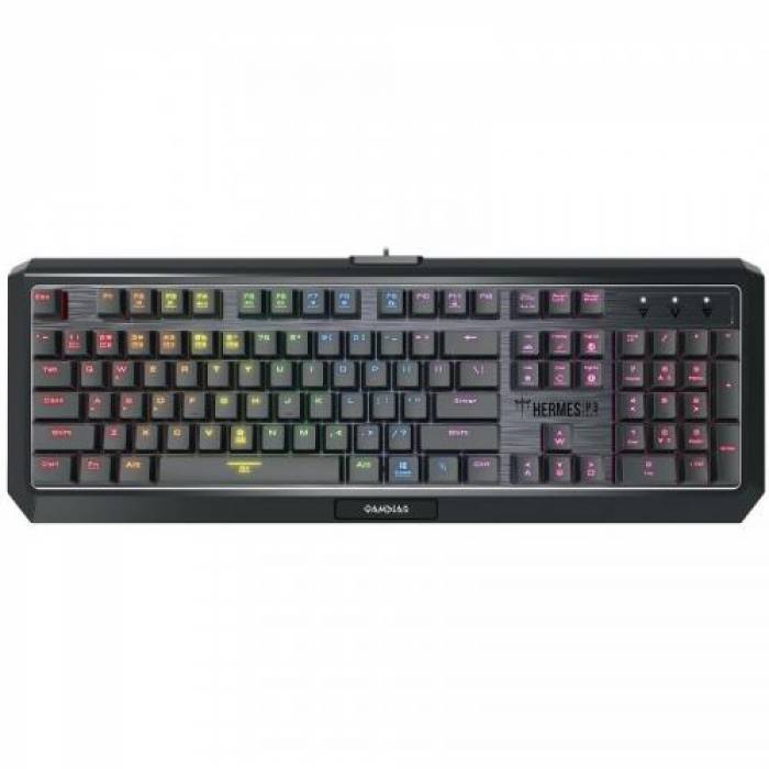 Tastatura Gamdias Hermes P3 Mecanica, RGB LED, USB, Black-Silver