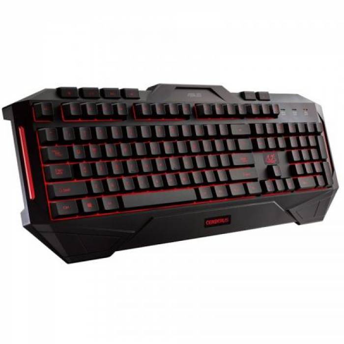 Tastatura Gaming ASUS Cerberus, LED Red-Blue, USB, Black