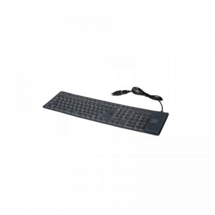 Tastatura Gembird Flexible KB-109F-B, PS2+USB, Black