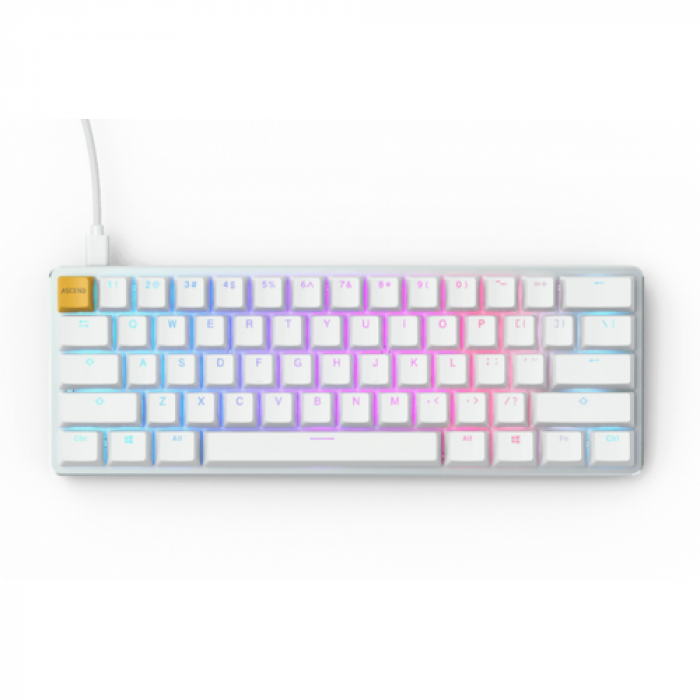 Tastatura Glorious PC Gaming Race GMMK Compact Gateron Brown Mecanica Ice Edition, RGB LED, USB, White