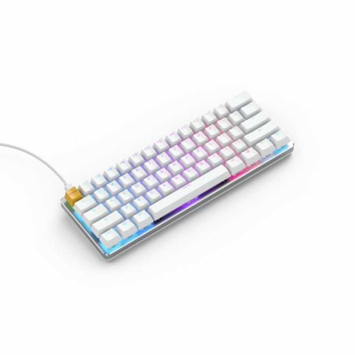 Tastatura Glorious PC Gaming Race GMMK Compact Gateron Brown Mecanica Ice Edition, RGB LED, USB, White