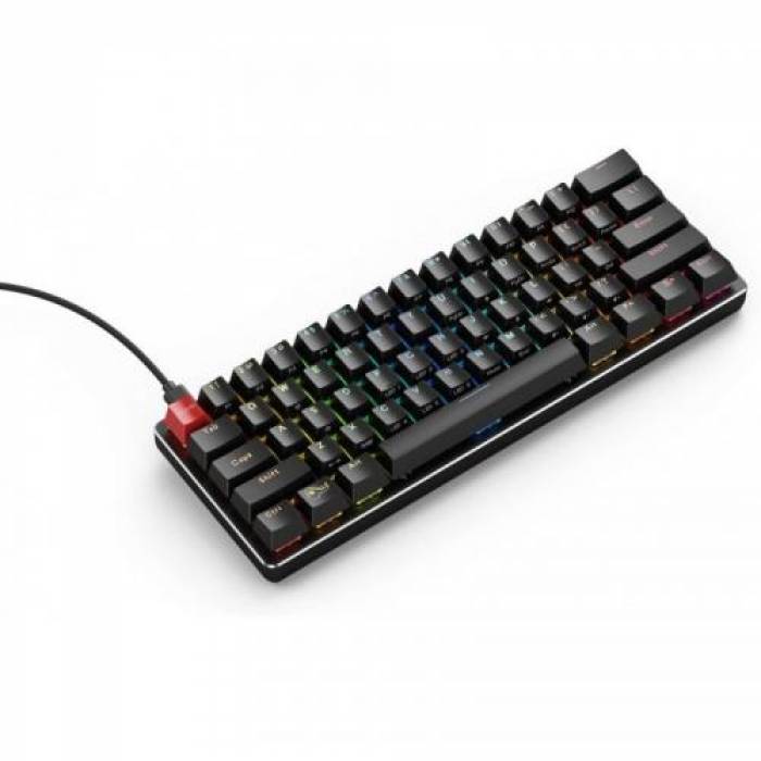 Tastatura Glorious PC Gaming Race GMMK Compact Gateron Brown Mecanica, RGB LED, USB, Black