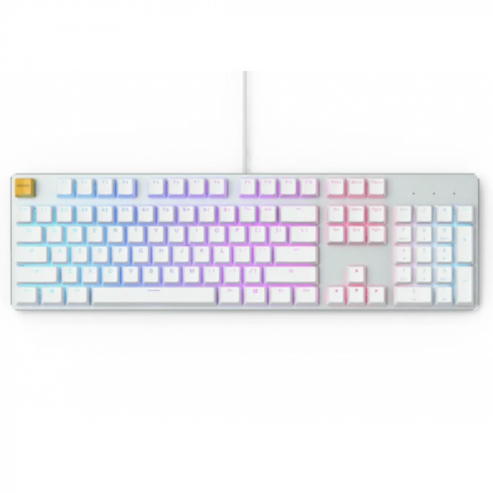 Tastatura Glorious PC Gaming Race GMMK Full-Size Gateron Brown Mecanica Ice Edition, RGB LED, USB, White