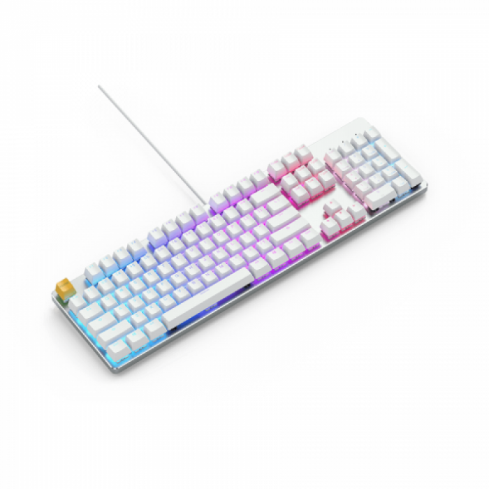 Tastatura Glorious PC Gaming Race GMMK Full-Size Gateron Brown Mecanica Ice Edition, RGB LED, USB, White