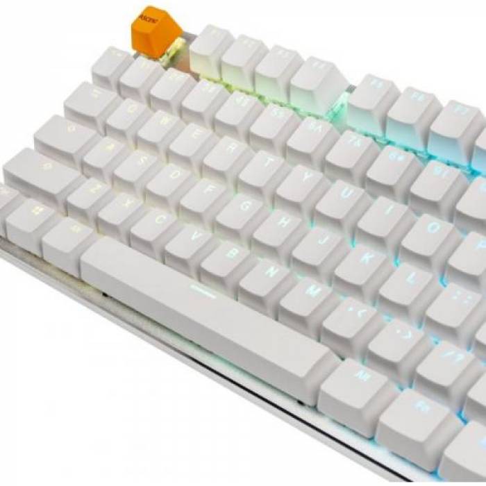 Tastatura Glorious PC Gaming Race GMMK Full-Size Gateron Brown Mecanica Ice Edition, RGB LED, USB, White