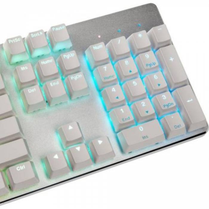 Tastatura Glorious PC Gaming Race GMMK Full-Size Gateron Brown Mecanica Ice Edition, RGB LED, USB, White