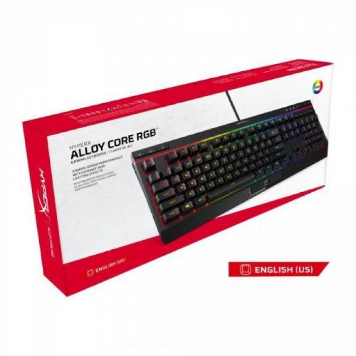 Tastatura HP HyperX Alloy Core, RGB LED, USB, Black