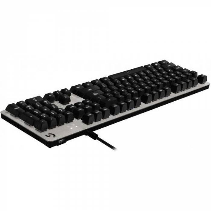 Tastatura Logitech G413, White LED, USB, Layout UK, Silver