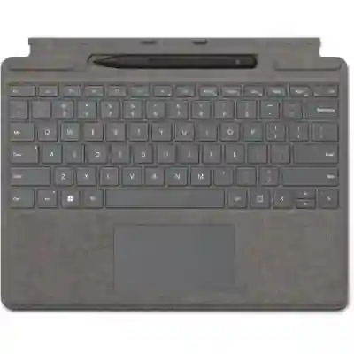 Tastatura Microsoft Surface Pro Signature Type Cover, Platinum Silver + Stylus Surface Slim Pen 2