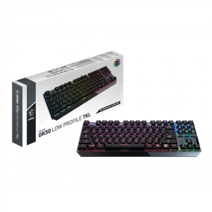 Tastatura MSI Vigor GK50 Low Profile TKL, RGB LED, USB, Black-Grey