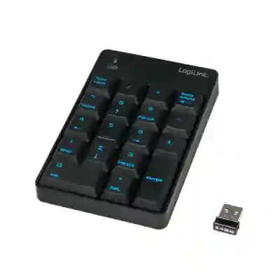 Tastatura Numerica Wireless LogiLink ID0120, USB, Black