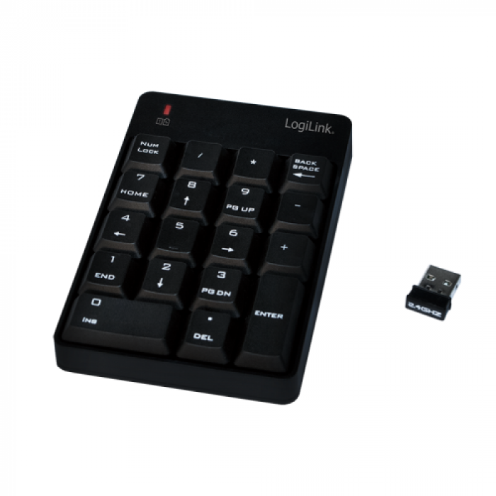 Tastatura Numerica Wireless LogiLink ID0120, USB, Black