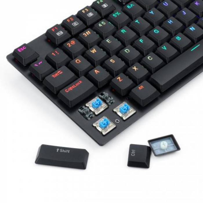 Tastatura Redragon APS TKL K607RGB-BK, RGB LED, USB, Black