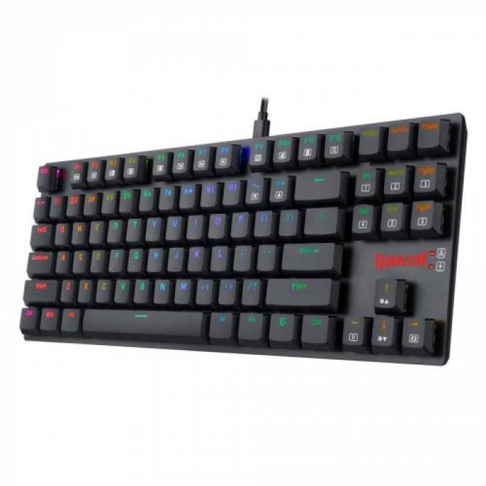 Tastatura Redragon APS TKL K607RGB-BK, RGB LED, USB, Black