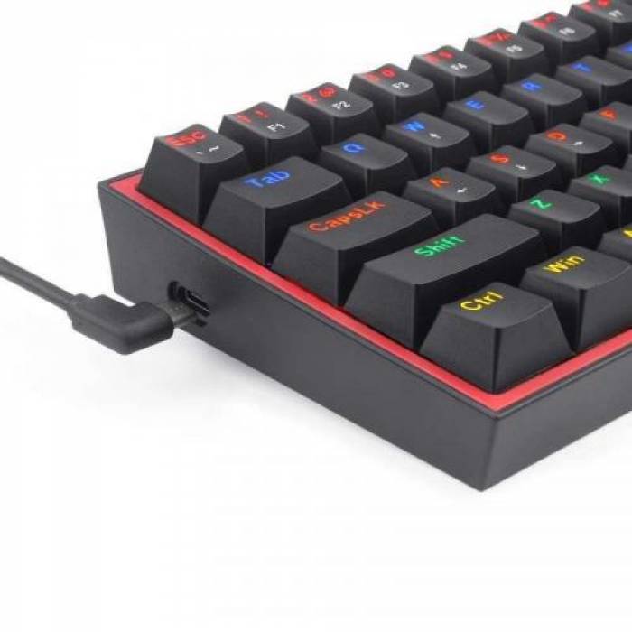 Tastatura Redragon Fizz RGB LED, USB, Black