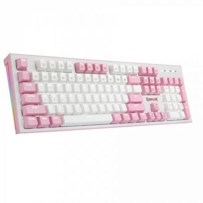 Tastatura Redragon Hades, White LED, USB, White-Pink