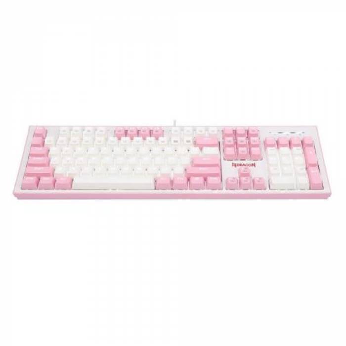 Tastatura Redragon Hades, White LED, USB, White-Pink