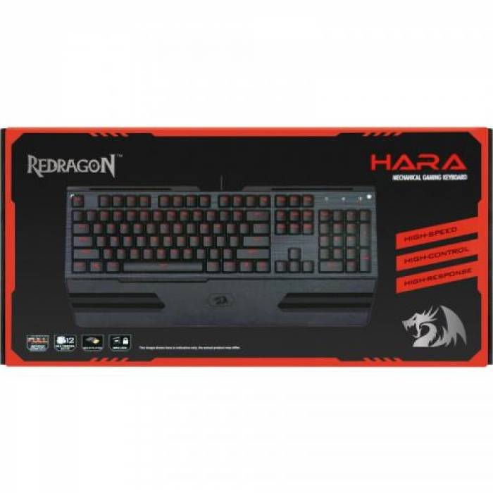 Tastatura Redragon Hara, RGB LED, USB, Black