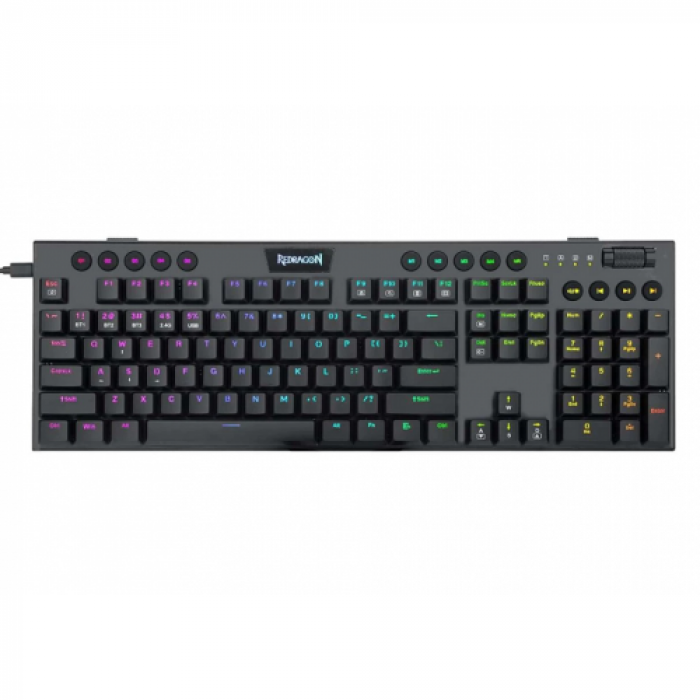 Tastatura Redragon Horus, RGB LED, Wireless/USB, Black