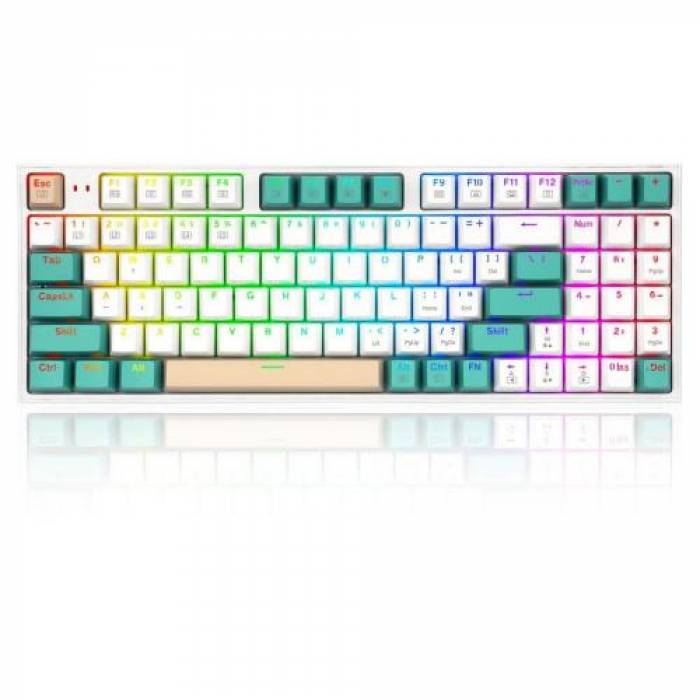 Tastatura Redragon Kitava, RGB LED, USB, White-Green